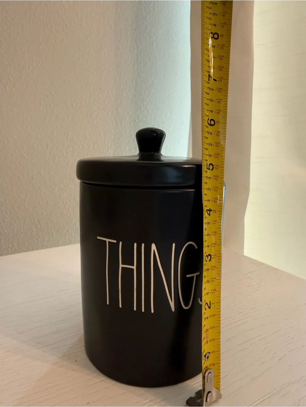 Rae Dunn Black Ceramic 'THINGS' Storage Jar with Lid, Canister